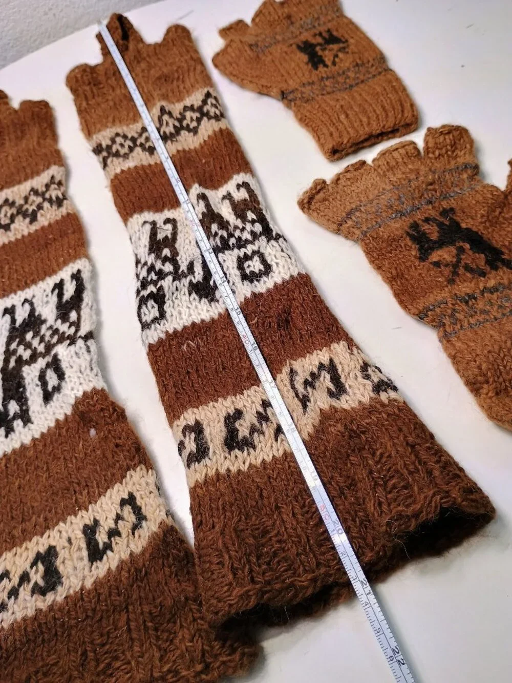 Winter Set Knitted Hand Warmers Leg Warmers Warm Wool Gloves